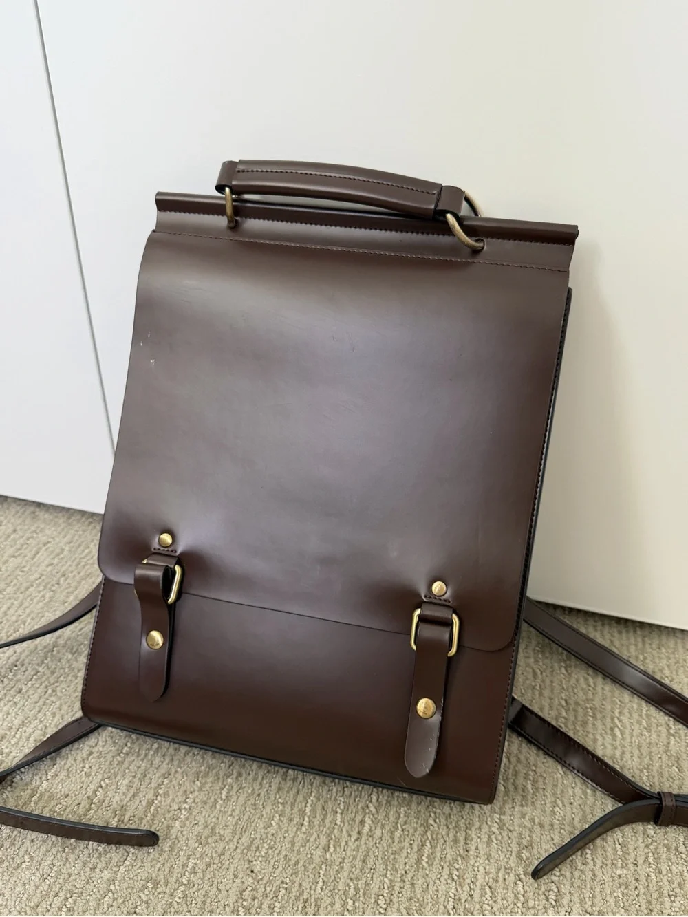 Women’s Classic Leather Backpack Satchel - Brown